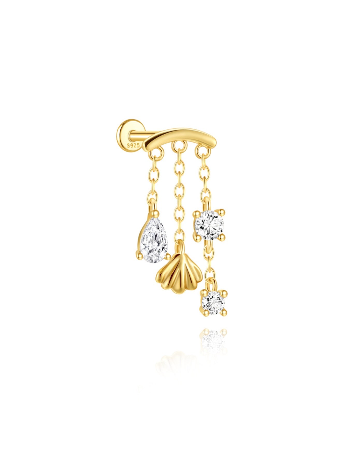 925 Sterling Silver Dainty CZ Butterfly Star Ear Stack