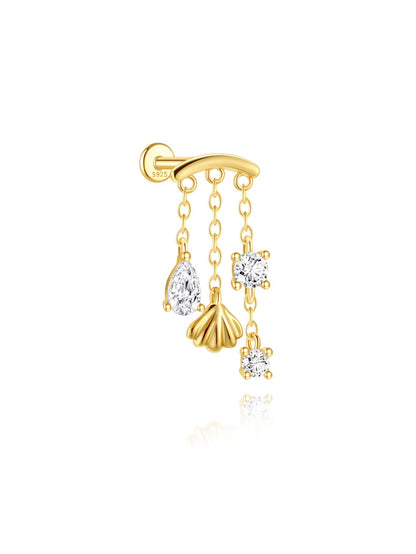 925 Sterling Silver Dainty CZ Butterfly Star Ear Stack