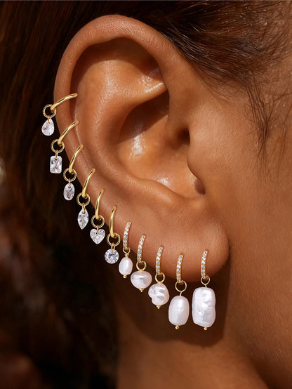 925 Sterling Silver Dangle Charm CZ & Pearl Pendants Series