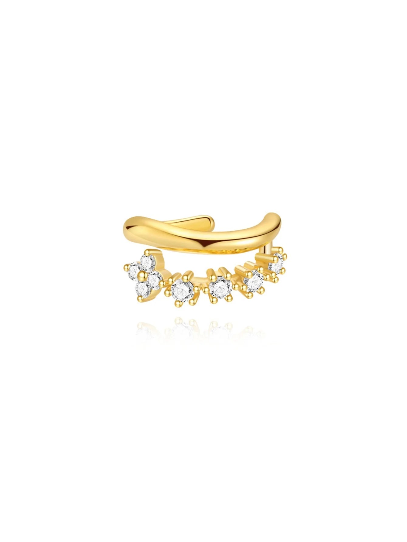 925 Sterling Silver Sparkling Floral Ear Stack
