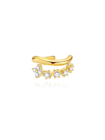 925 Sterling Silver Sparkling Floral Ear Stack