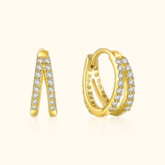925 Sterling Silver Double Row Hoop Earrings