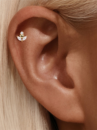 925 Sterling Silver Eternal Love Dainty Heart Marquise Crystal Flat Back Stud