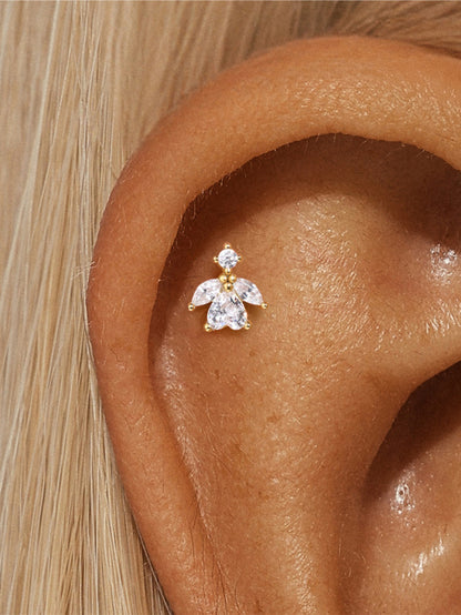 925 Sterling Silver Eternal Love Dainty Sparkle Heart Flat Back Stud