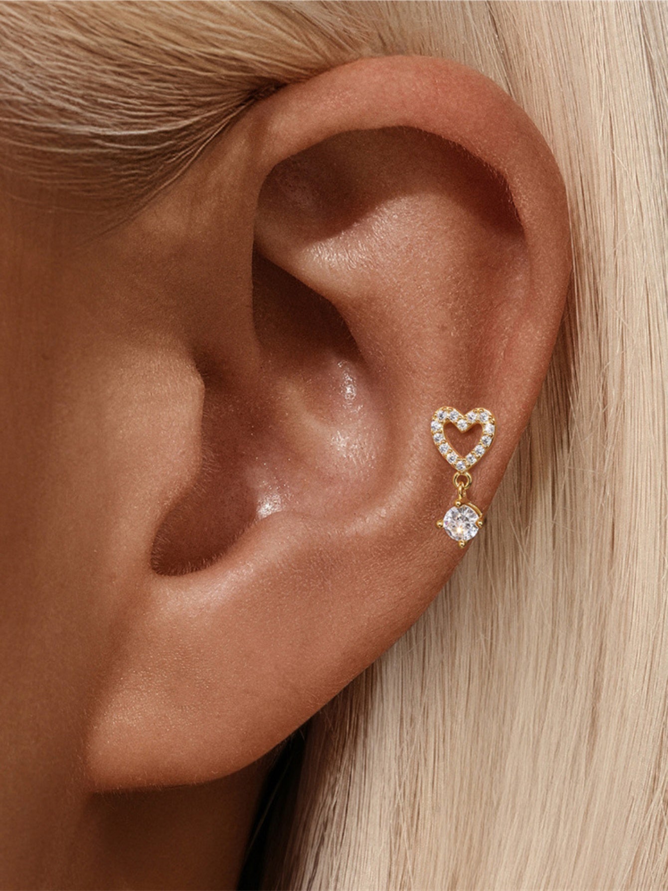 925 Sterling Silver Eternal Love Heart Dangle Stud