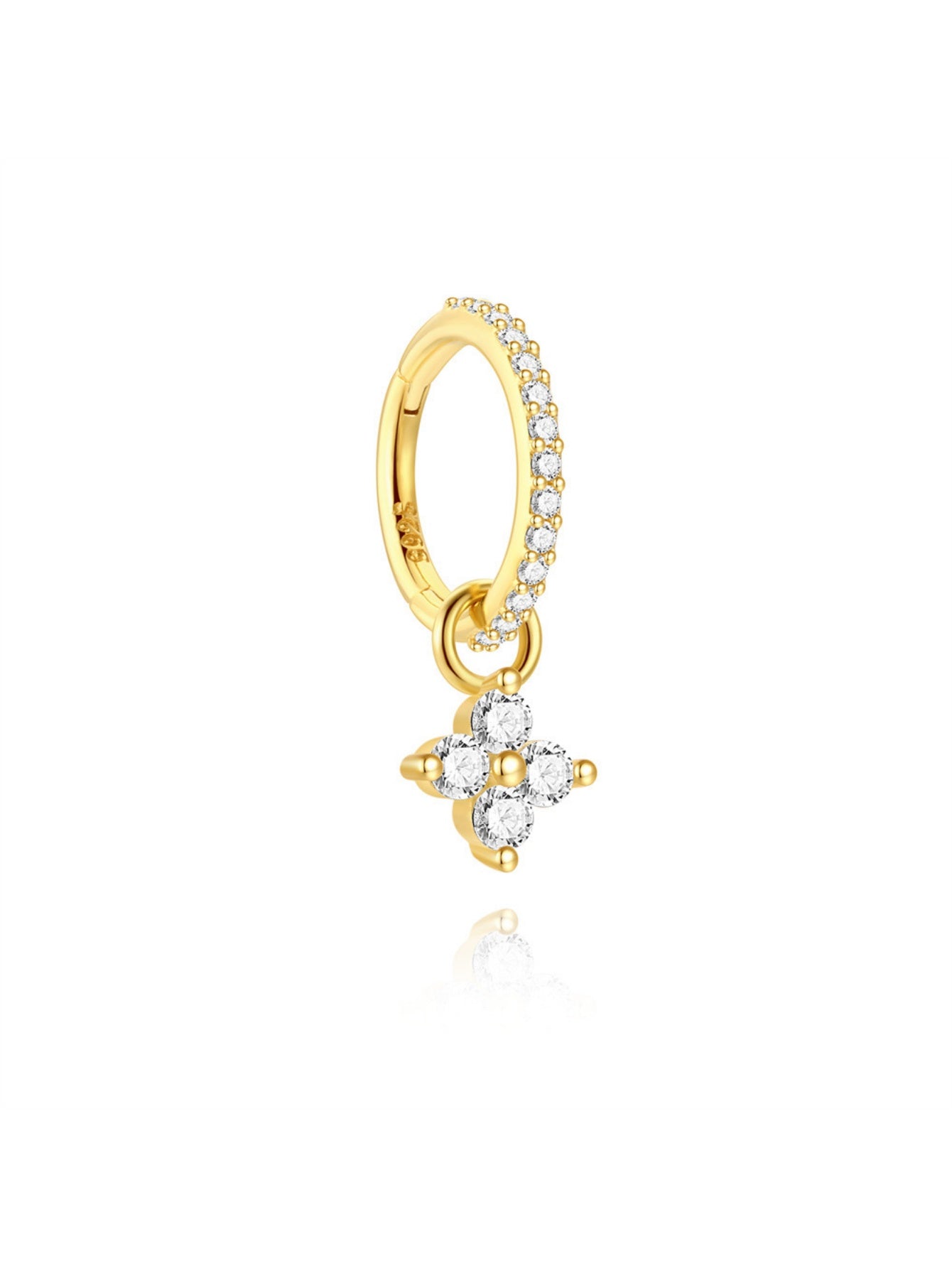 925 Sterling Silver Sparkling Floral Ear Stack
