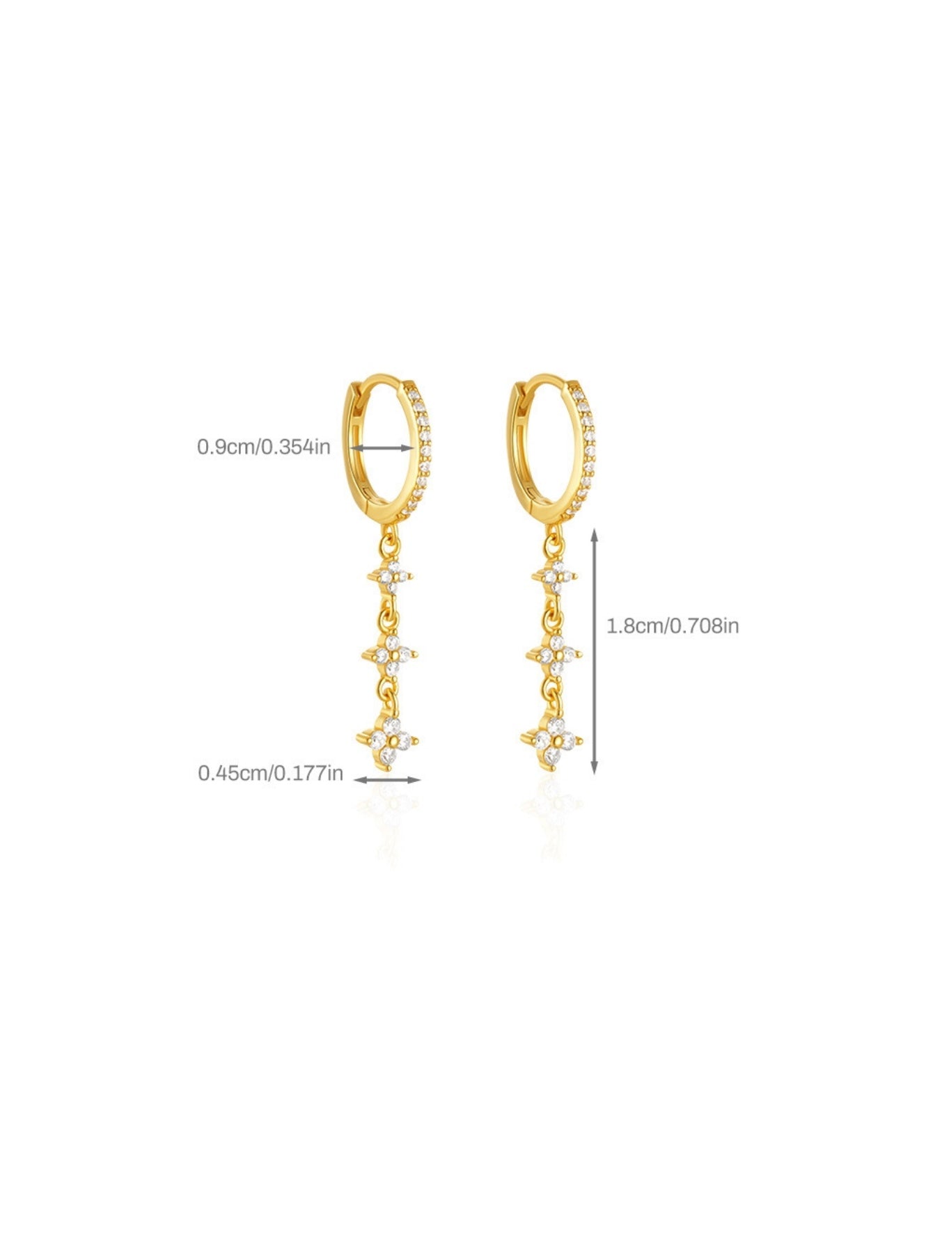 925 Sterling Silver Floral Drop Hoop Earrings