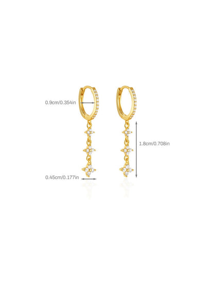925 Sterling Silver Floral Drop Hoop Earrings