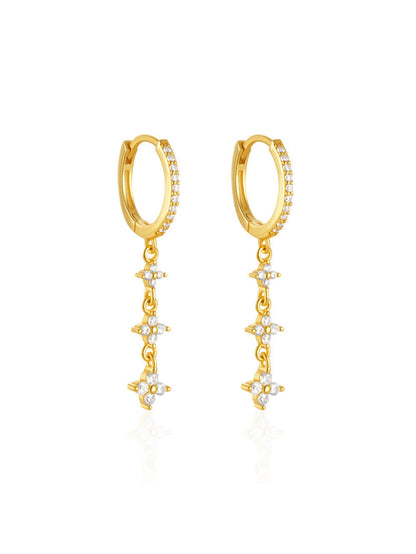 925 Sterling Silver Sparkling Floral Ear Stack
