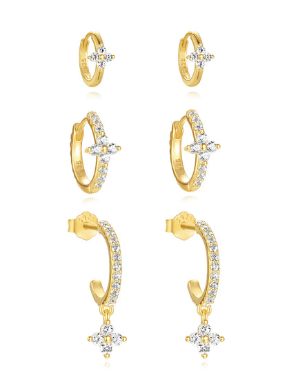 925 Sterling Silver Floral Zircon Earring Set