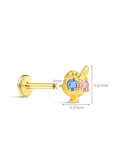 925 Sterling Silver Summer Vacation Flat Back Piercing Ear Stack