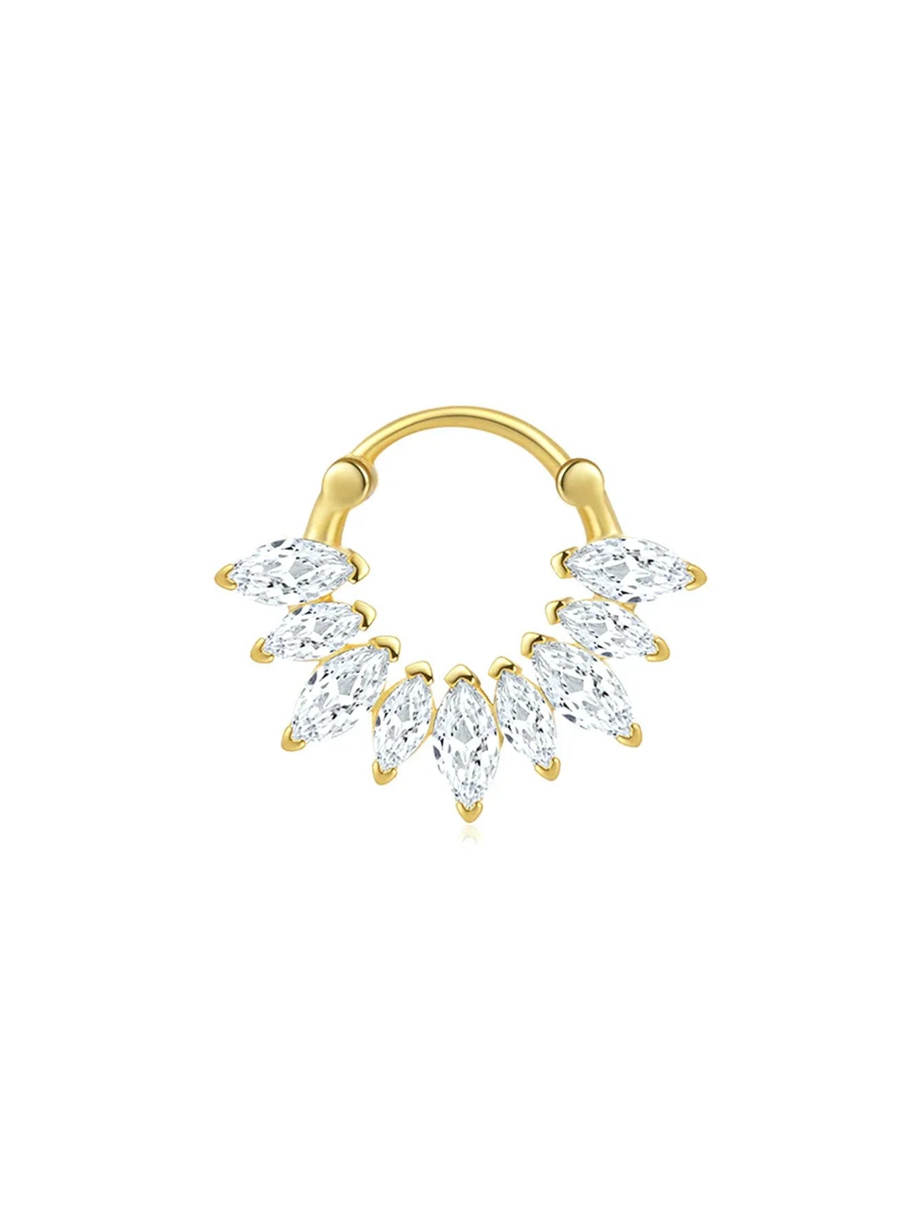 925 Sterling Silver Marquise CZ Clicker Ring for Daith & Septum