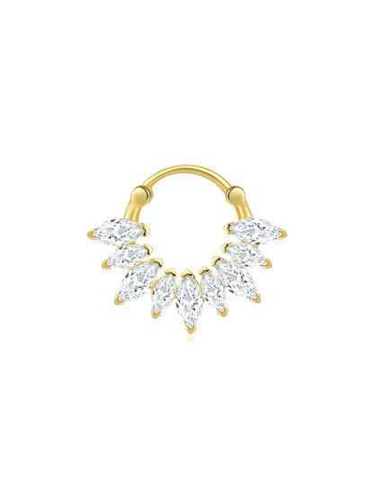 925 Sterling Silver Marquise CZ Clicker Ring for Daith & Septum