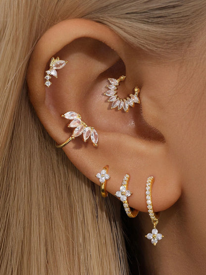 925 Sterling Silver Marquise CZ Clicker Ring for Daith & Septum