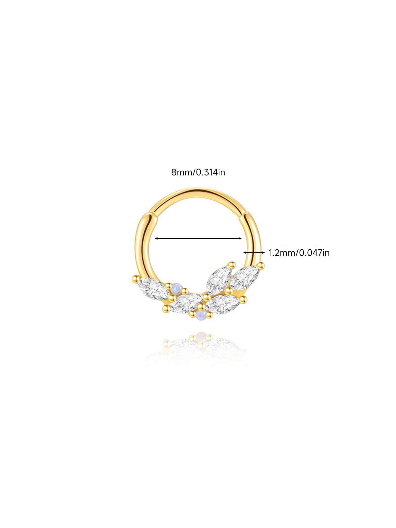 925 Sterling Silver Marquise CZ Wreath Daith Jewelry& Septum