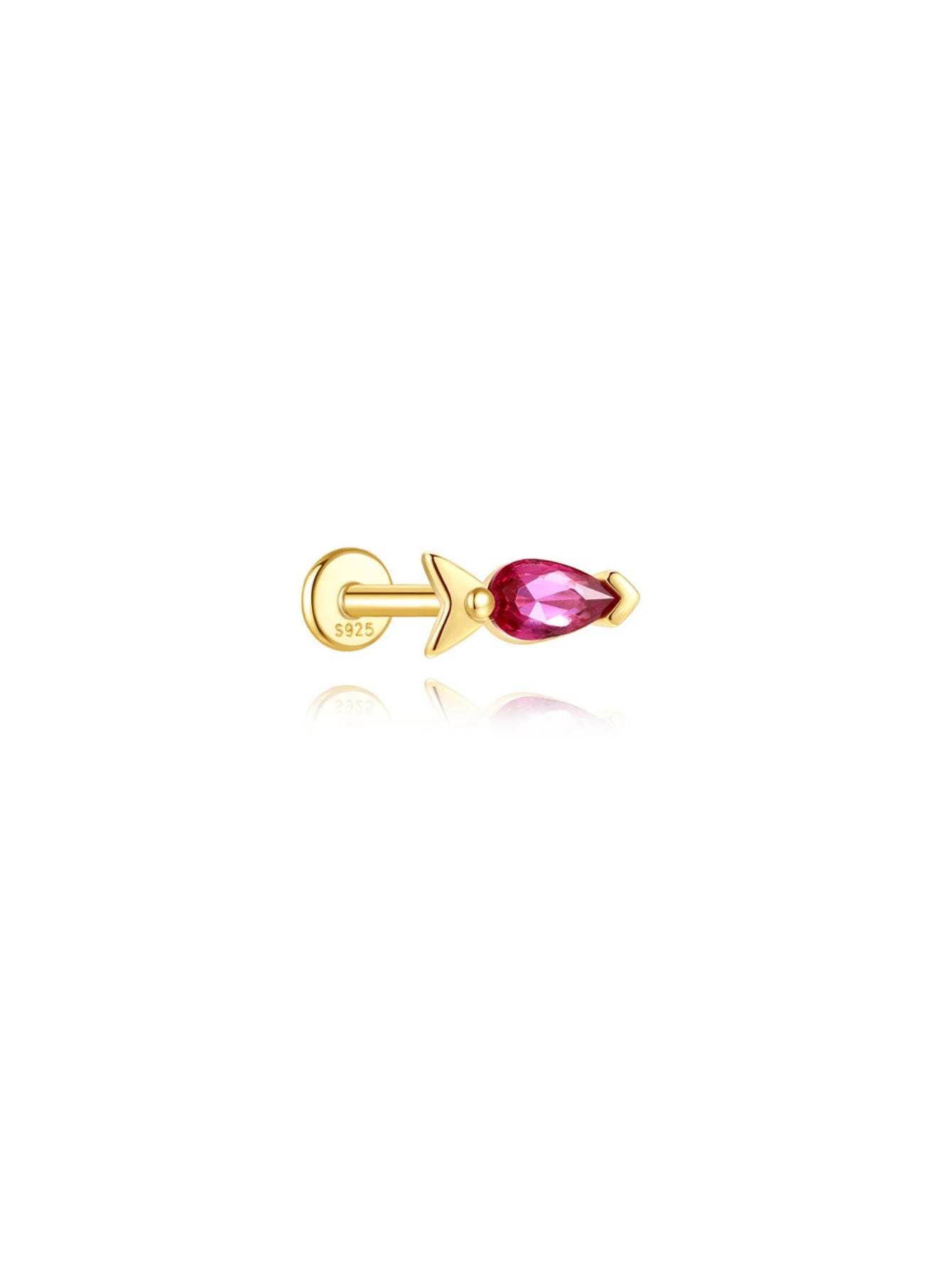 925 Sterling Silver Marquise Ruby CZ Flat Back Stud