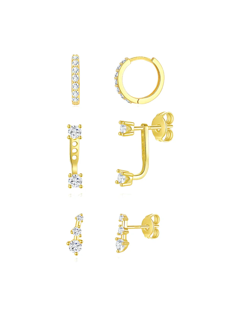 925 Sterling Silver Minimalist Zircon Earring Set