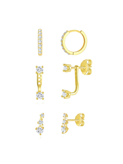 925 Sterling Silver Minimalist Zircon Earring Set