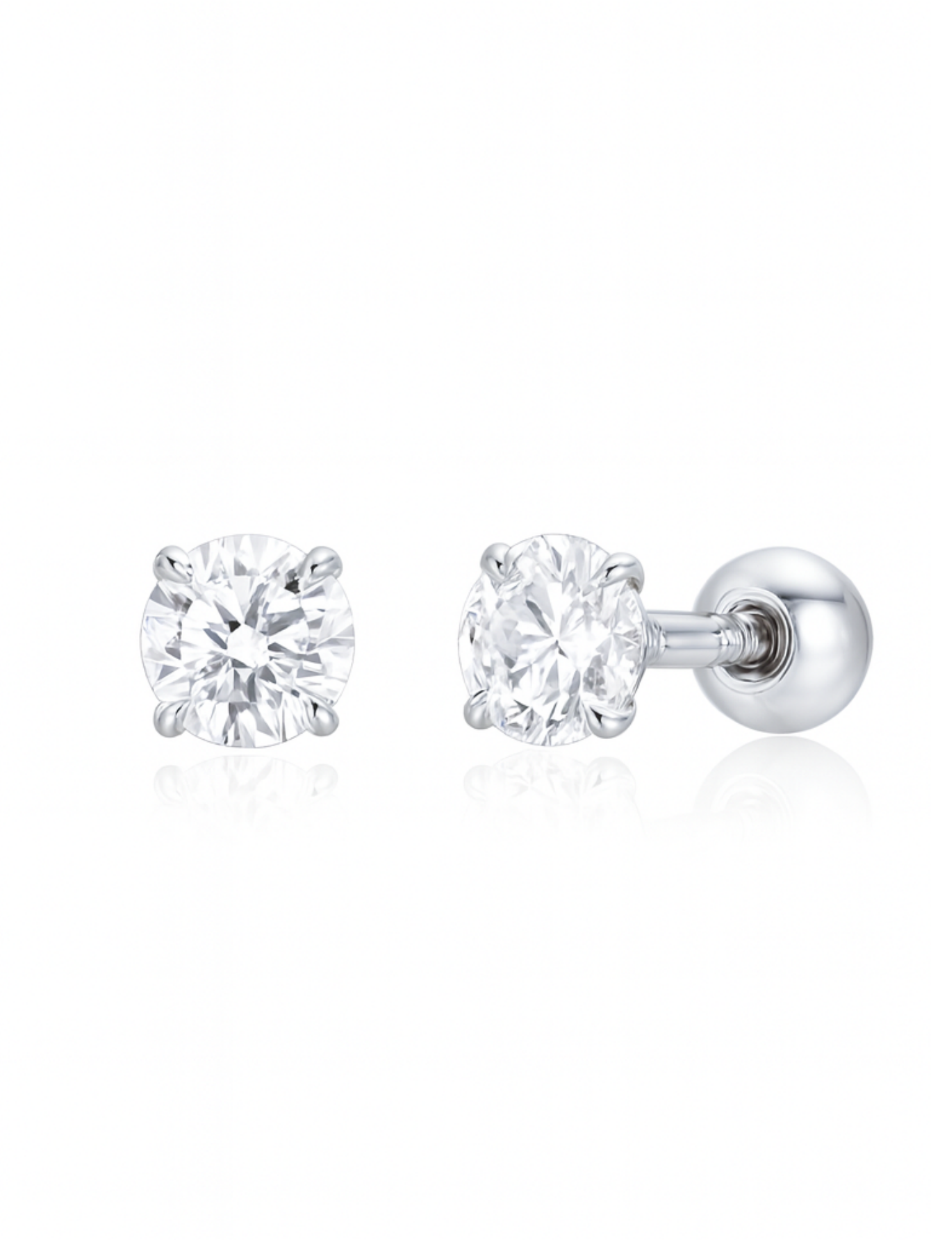 925 Sterling Silver Multi Size CZ Ball Back Stud Earrings In Gold