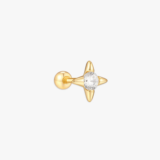 925 Sterling Silver North Star CZ Barbell Stud