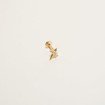 925 Sterling Silver Nova Star Spark Flat Back Stud