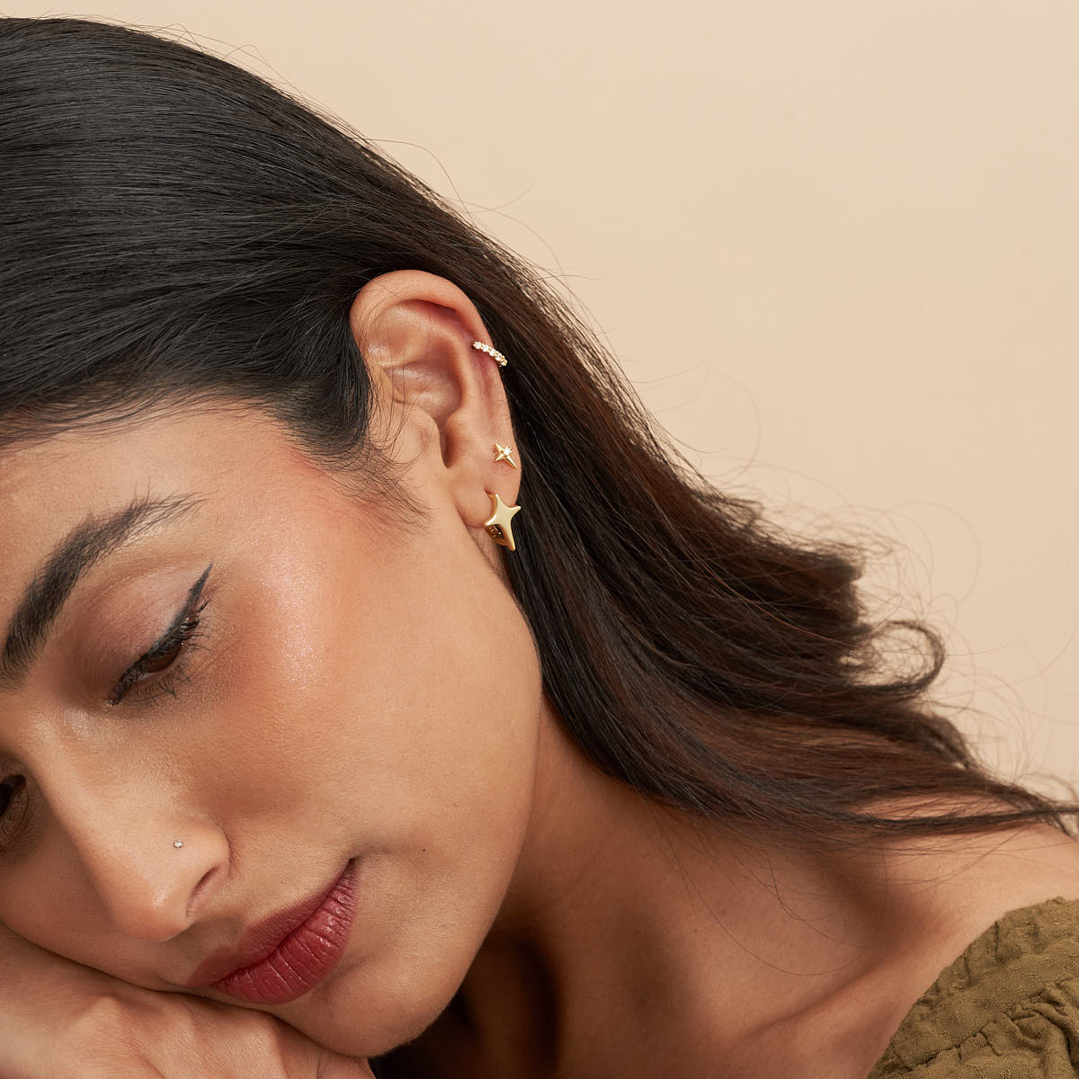 925 Sterling Silver Nova Star Spark Flat Back Stud