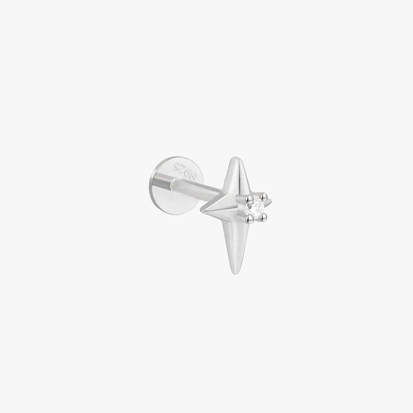 925 Sterling Silver Nova Star Spark Flat Back Stud
