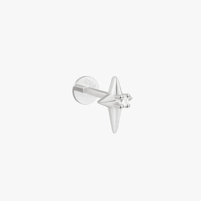 925 Sterling Silver Nova Star Spark Flat Back Stud