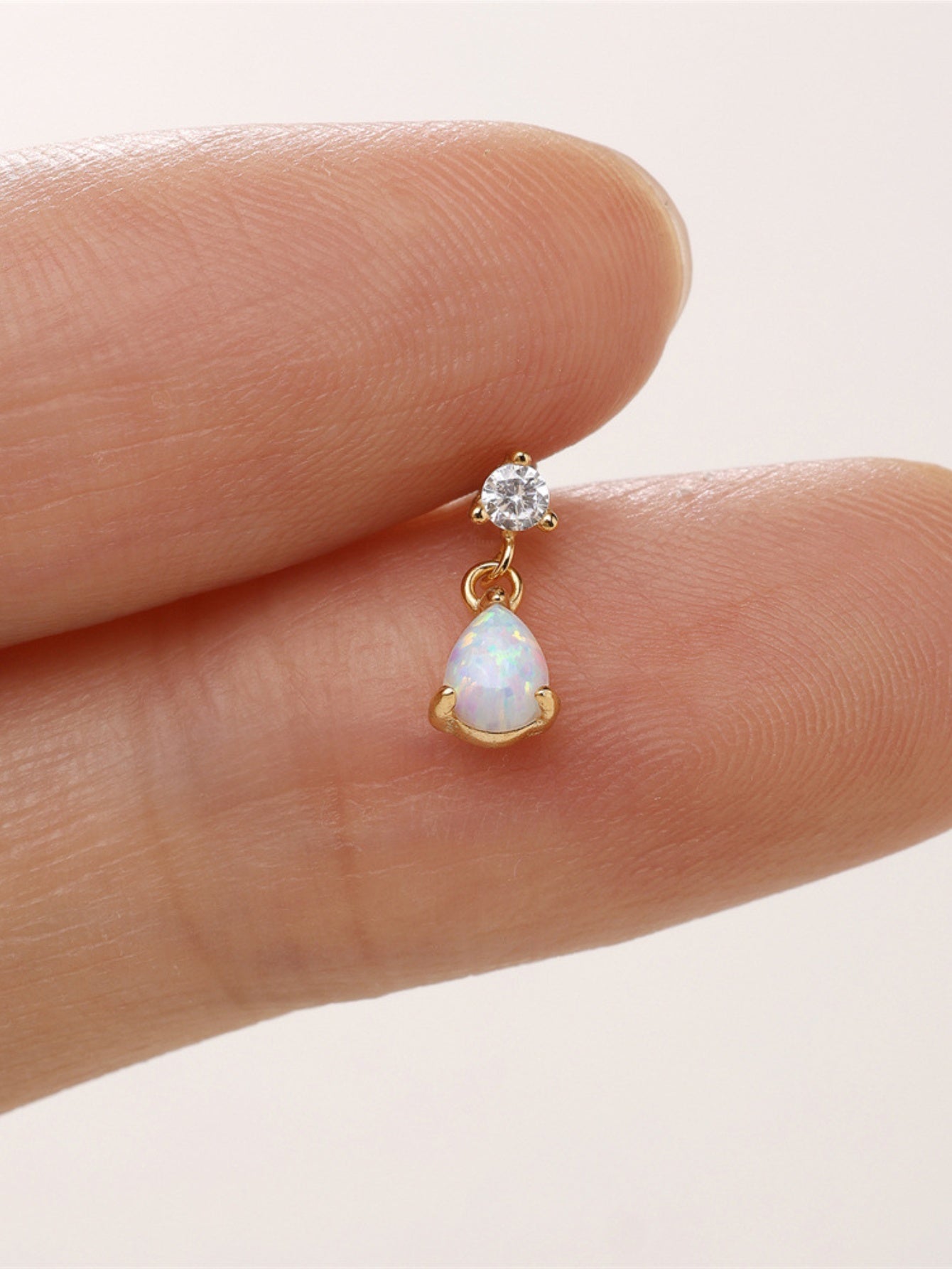 925 Sterling Silver Opal Drop Flat Back Stud