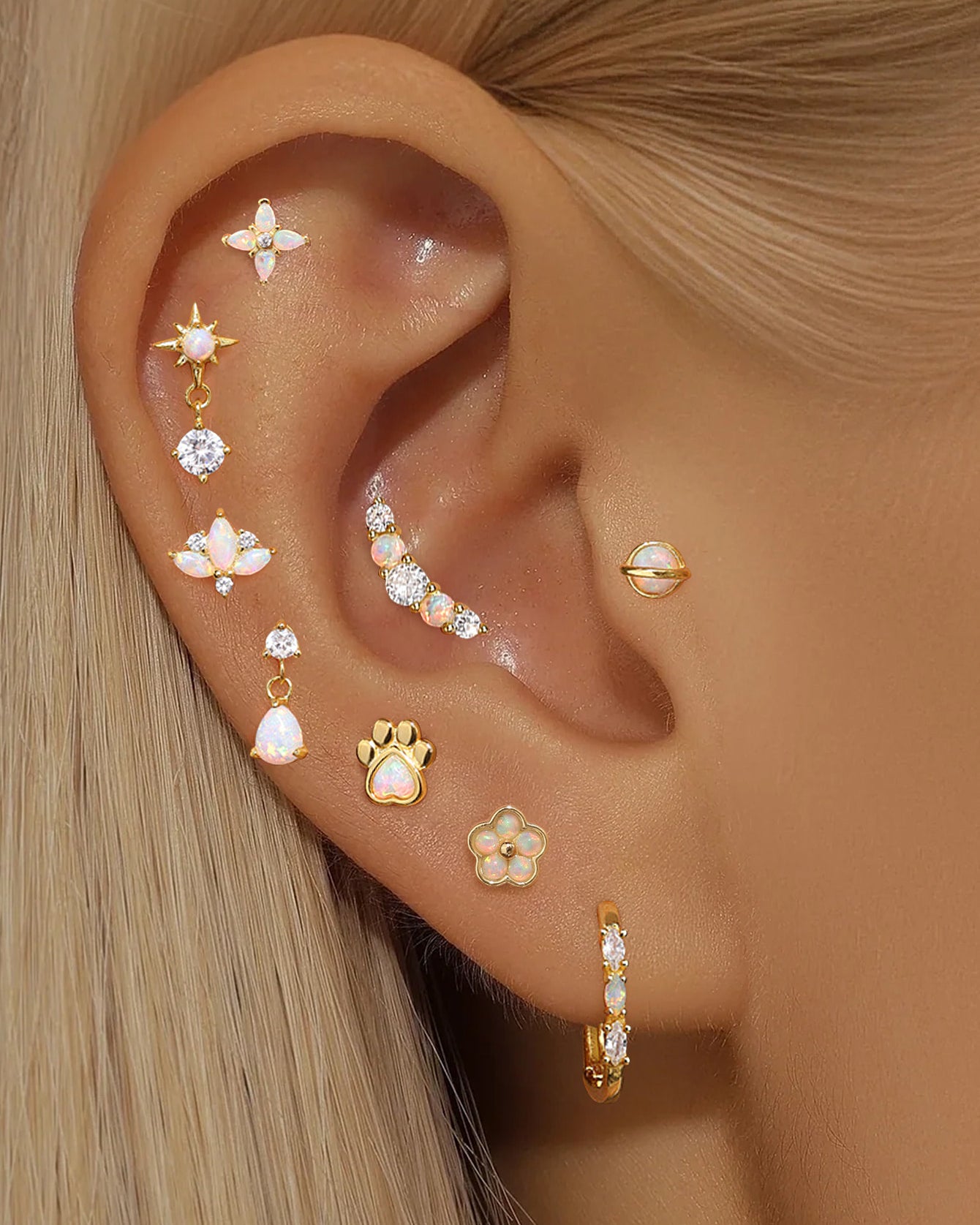 925 Sterling Silver Opal Paw Flat Back Stud