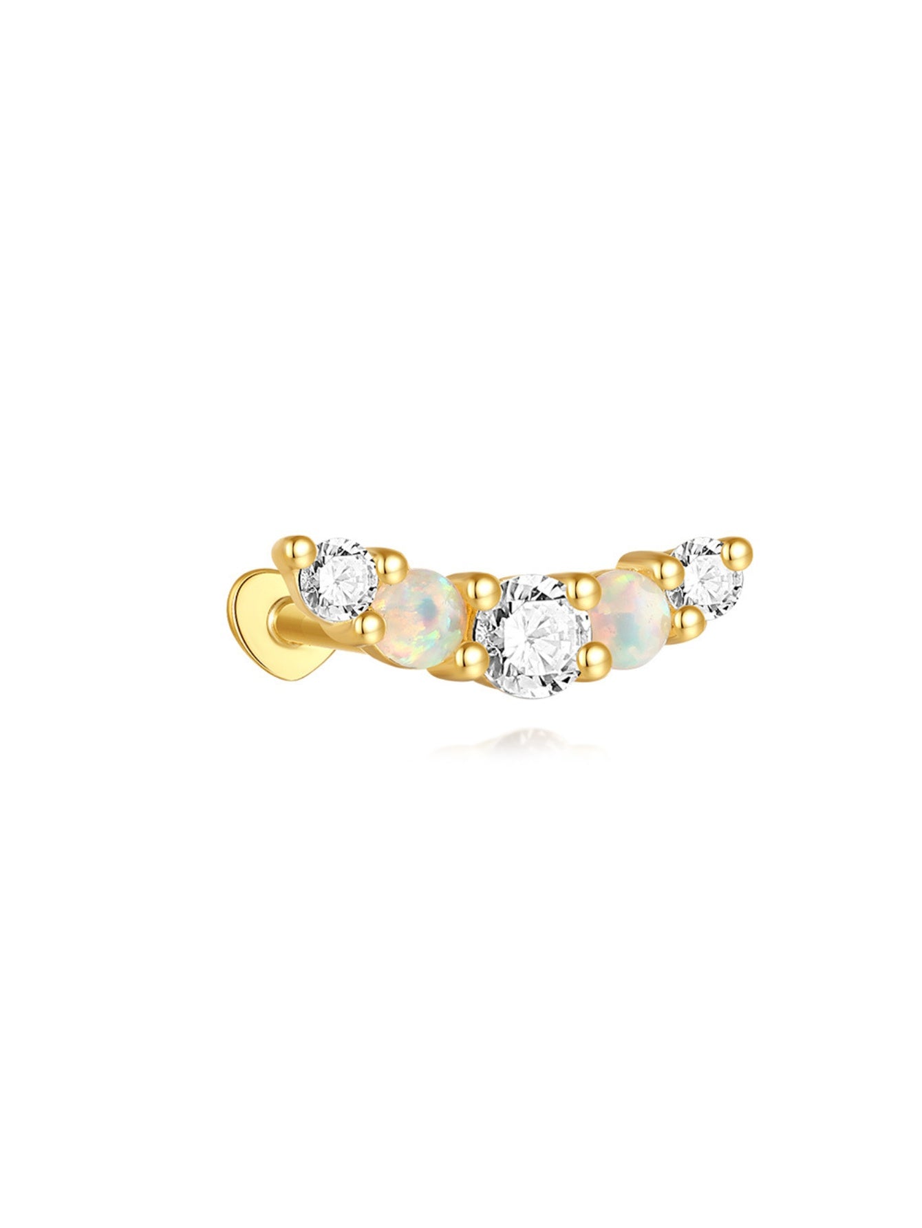 925 Sterling Silver Opal Floral Celestial Piercing Ear Stack