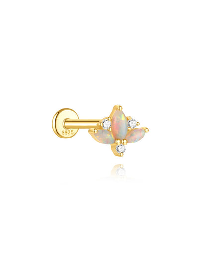 925 Sterling Silver Opal Floral Celestial Piercing Ear Stack