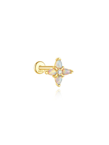 925 Sterling Silver Opal Floral Celestial Piercing Ear Stack