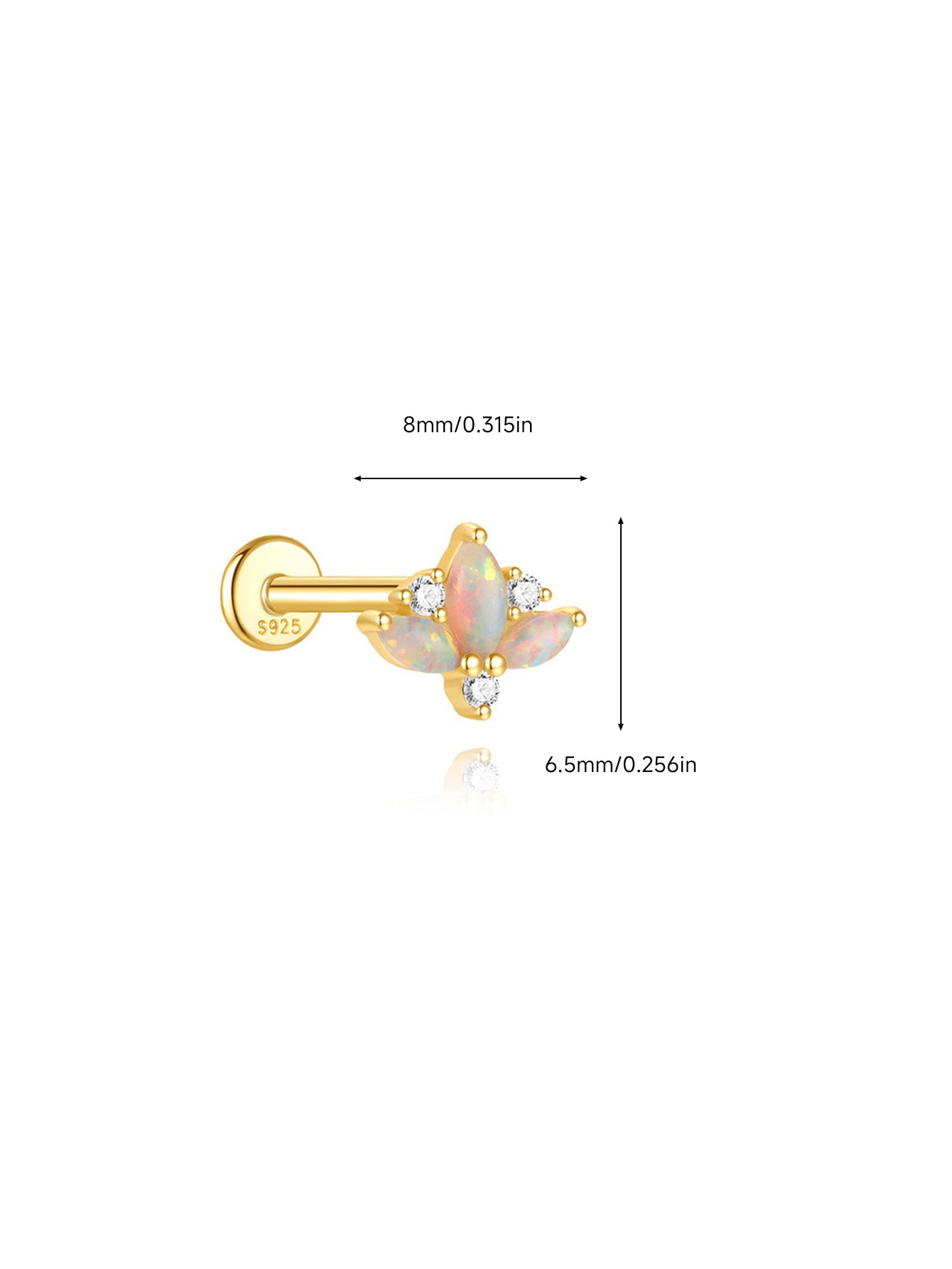 925 Sterling Silver Opal Floral Celestial Piercing Ear Stack
