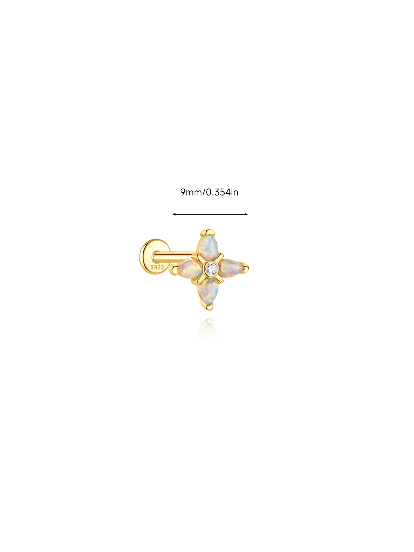 925 Sterling Silver Opal Floral Celestial Piercing Ear Stack