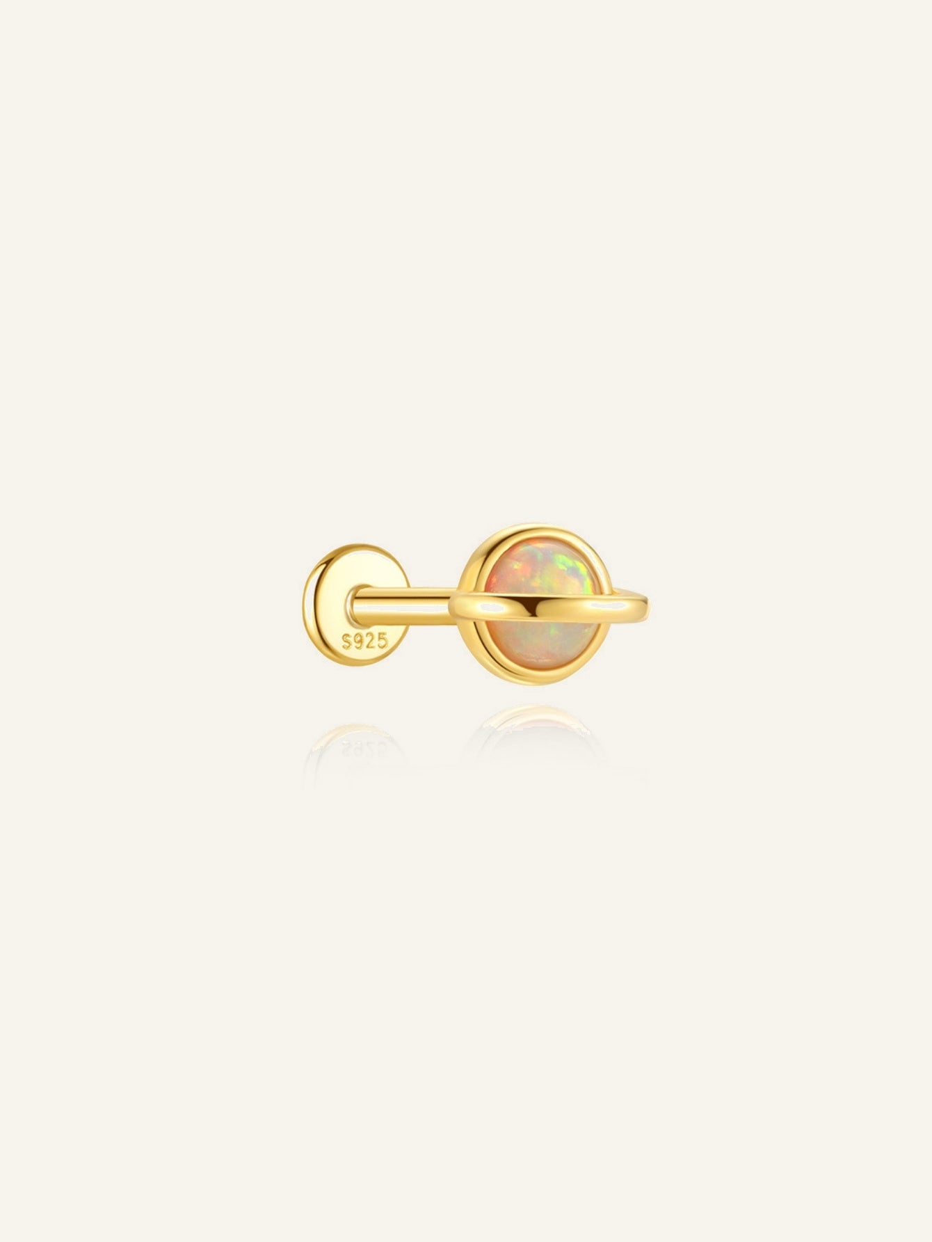 925 Sterling Silver Opal Orbit Flat Back Stud