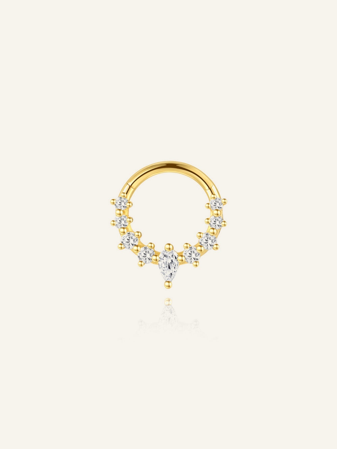 925 Sterling Silver Pear CZ Clicker Ring for Daith & Septum