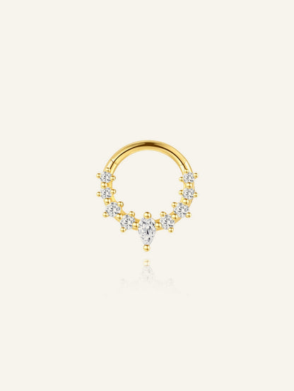925 Sterling Silver Pear CZ Clicker Ring for Daith & Septum