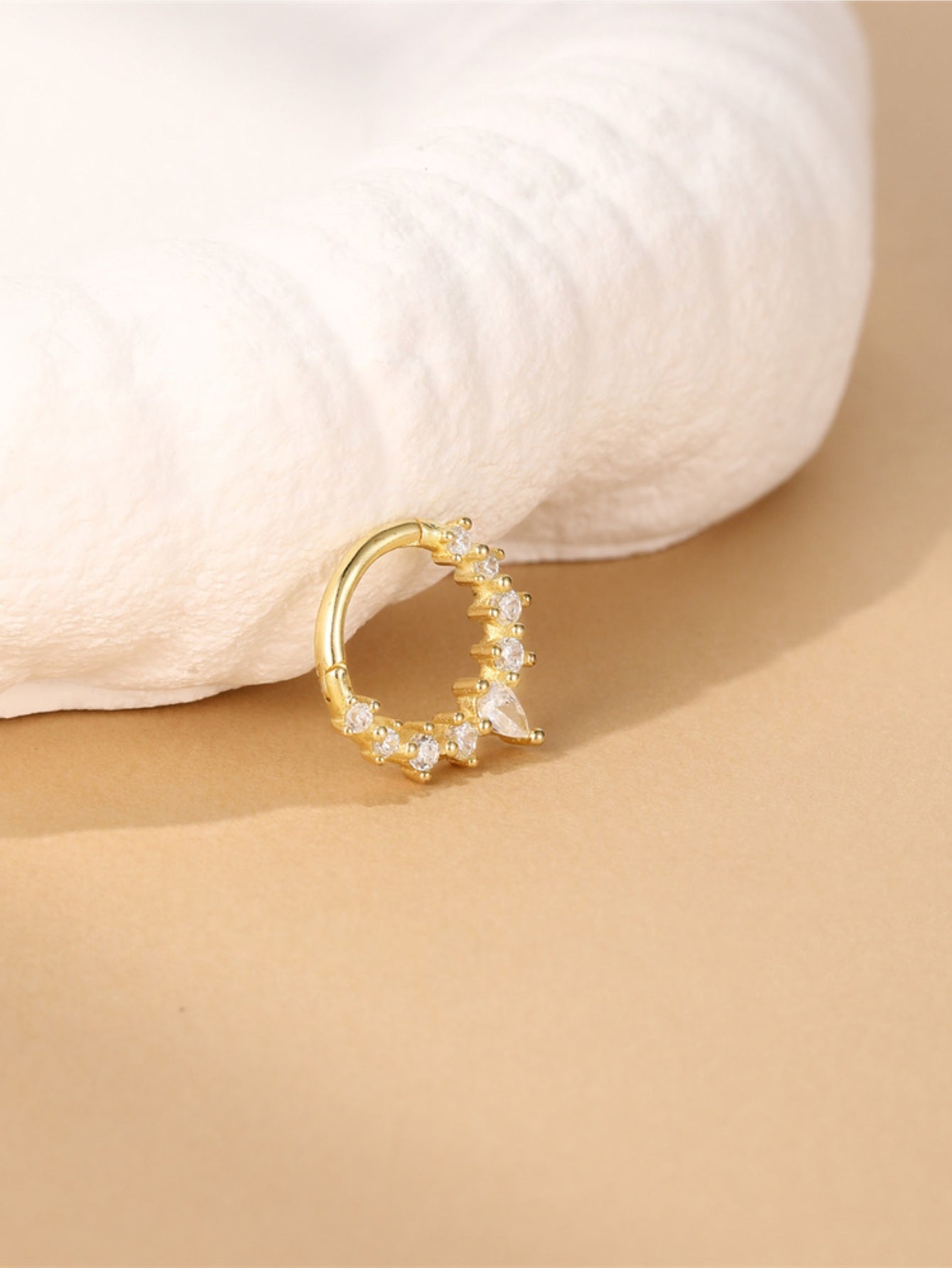 925 Sterling Silver Pear CZ Clicker Ring for Daith & Septum