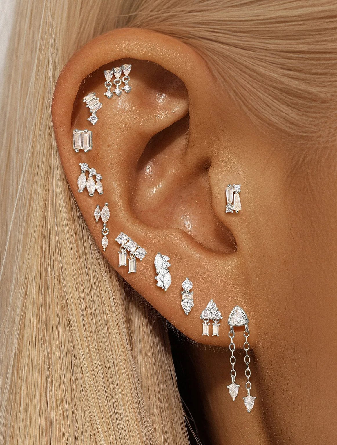 925 Sterling Silver Piercing Studs Earrings Series