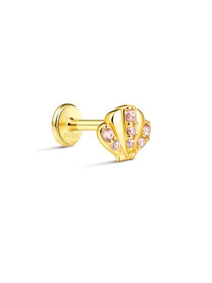 925 Sterling Silver Pink Seashell Flat Back Stud