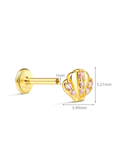 925 Sterling Silver Summer Vacation Flat Back Piercing Ear Stack