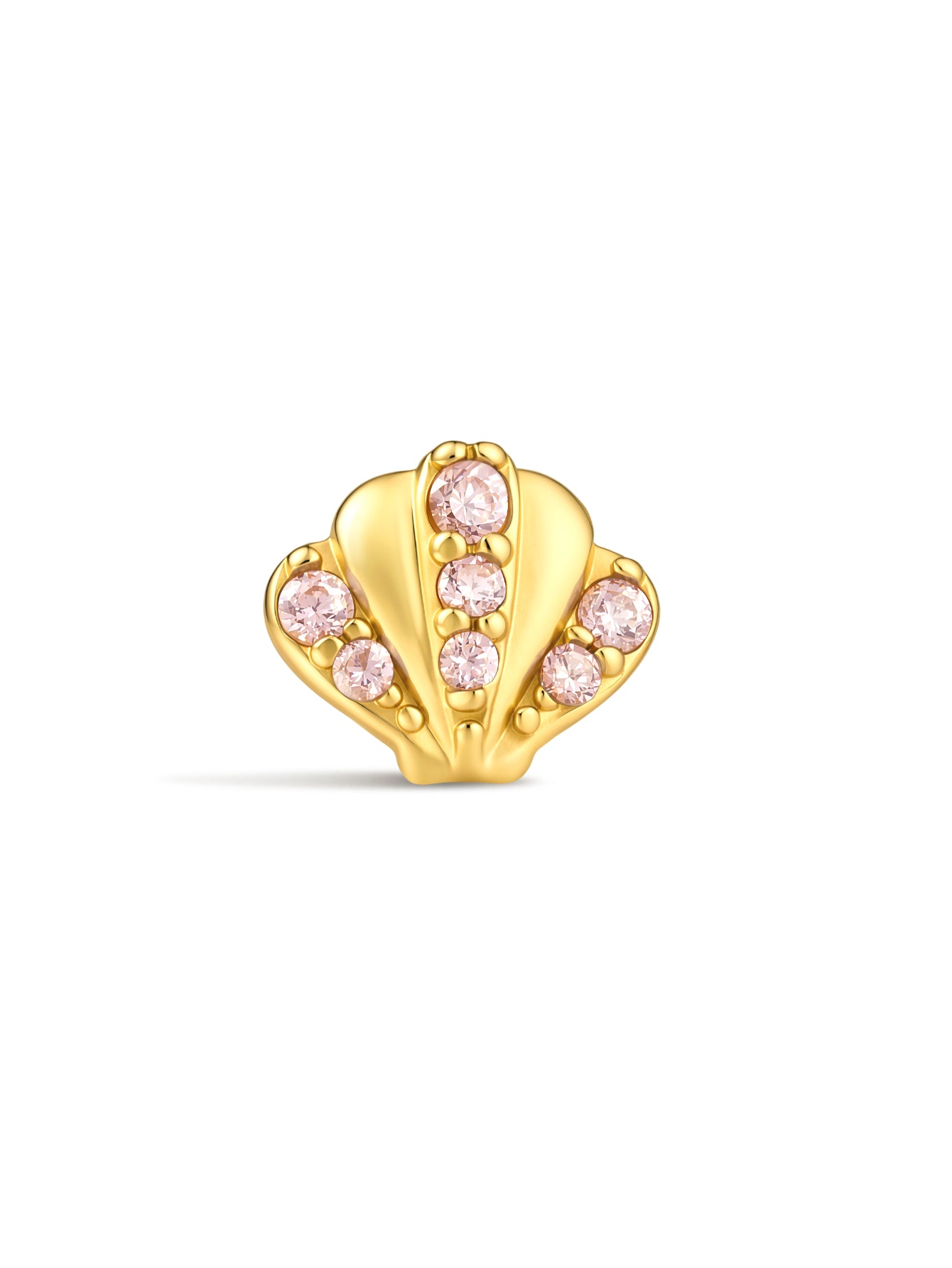 925 Sterling Silver Pink Seashell Flat Back Stud