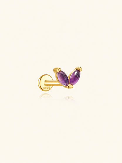 925 Sterling Silver Purple Amethyst Marquise Flat Back Stud