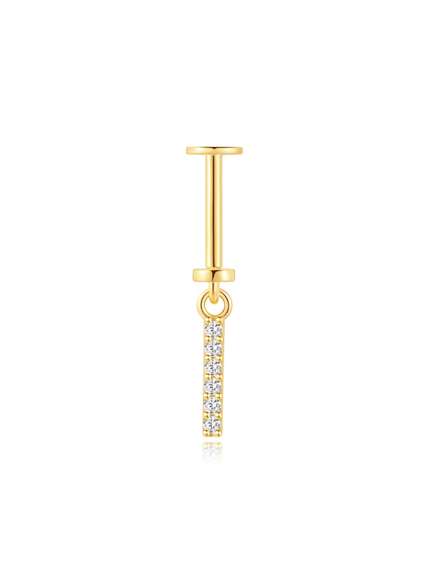 925 Sterling Silver Sparkling CZ Two-Way Wearable Vertical Bar Helix Earring