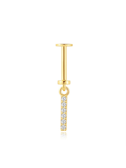 925 Sterling Silver Sparkling CZ Two-Way Wearable Vertical Bar Helix Earring
