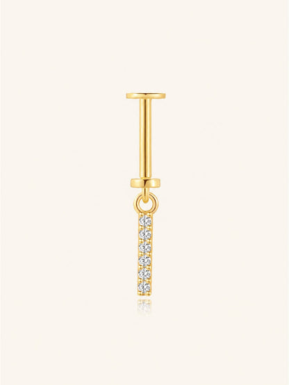 925 Sterling Silver Sparkling CZ Two-Way Wearable Vertical Bar Helix Earring