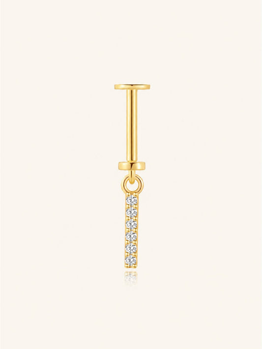 925 Sterling Silver Sparkling CZ Two-Way Wearable Vertical Bar Helix Earring