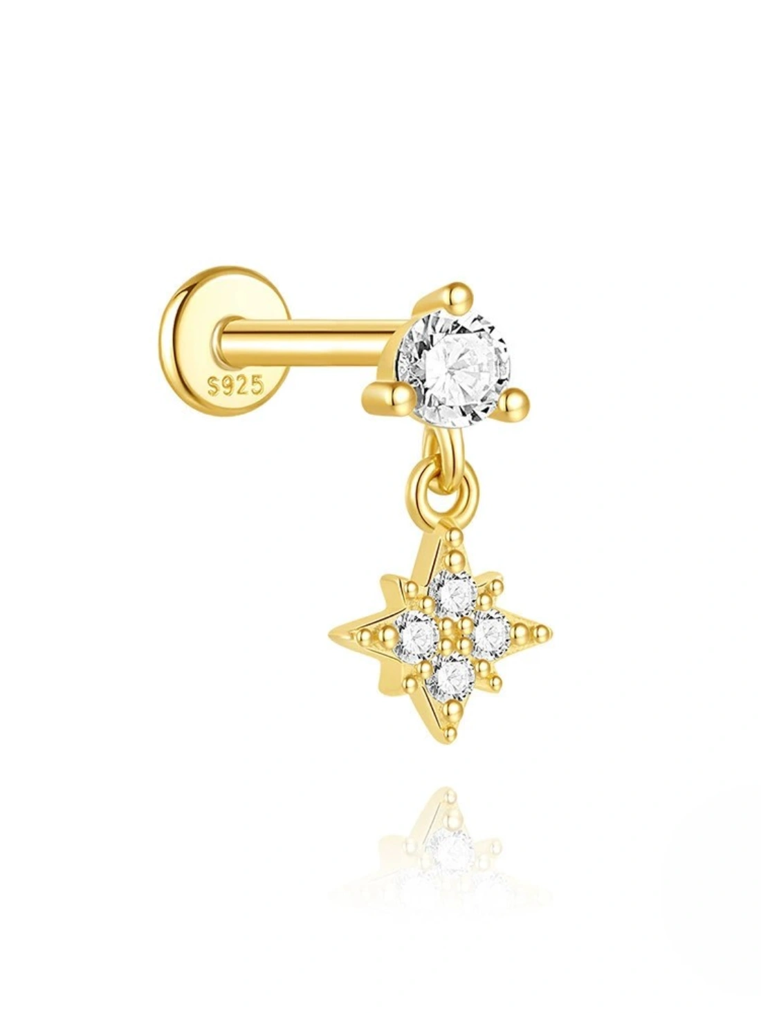 925 Sterling Silver Butterfly Flower Star Piercing Studs