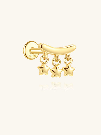 925 Sterling Silver Star Tassel Flatback Piercing Stud